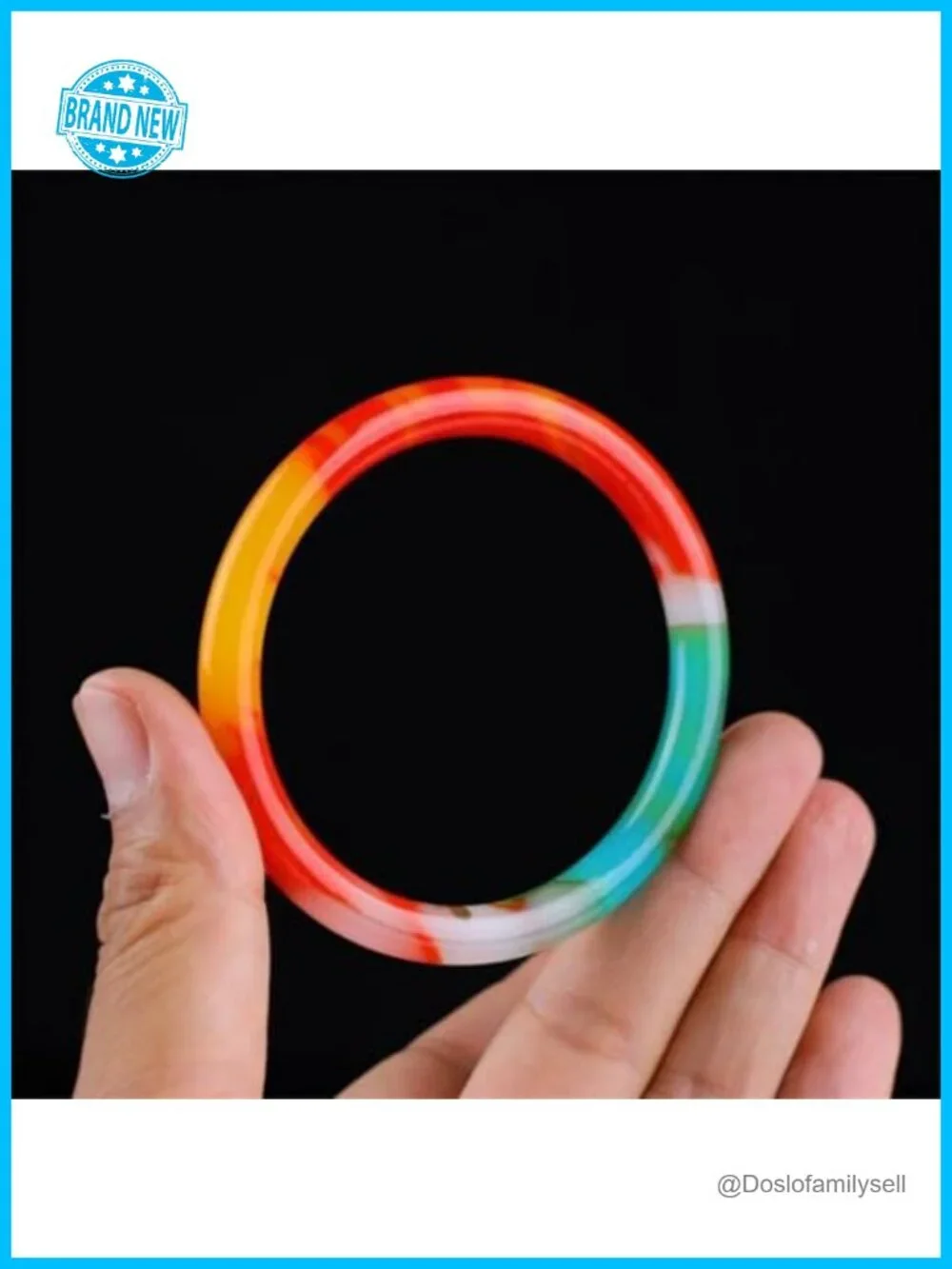 Natural Multicolor Jade Bangle Bracelet - Lucky Charm Stackable Jewelry